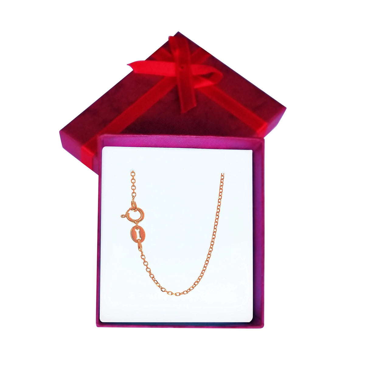 14k Rose Gold 0.6mm Shiny Round Cable Chain Necklace, 18 Inches W43579
