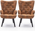 Brow Microfiber Cushioned Wingback Armchairs Set Q980