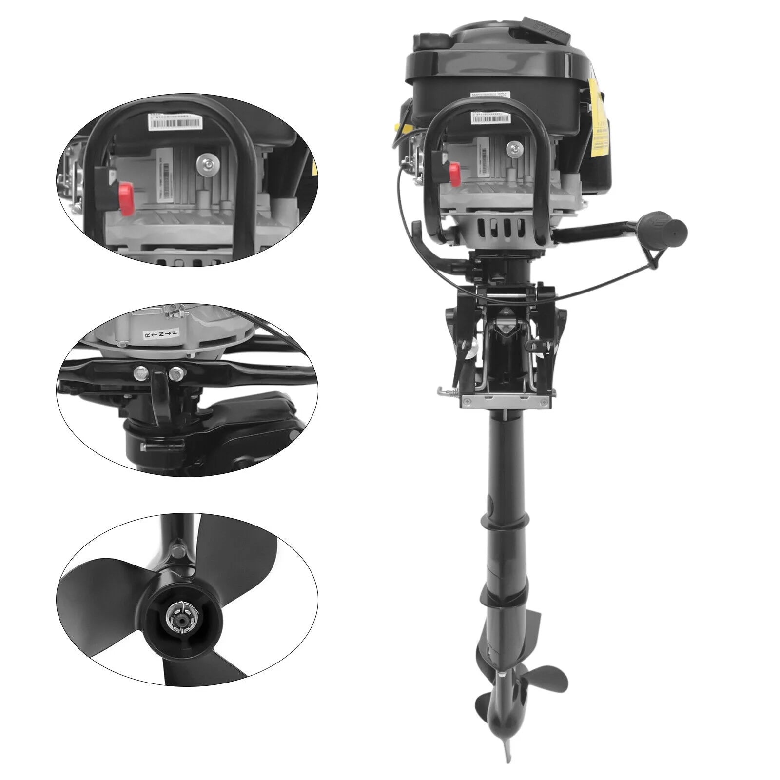 7.5 HP 3600R/Min Outboard Motor Boat Engine Water Cooling System 196CC 1.8 Liters N6381
