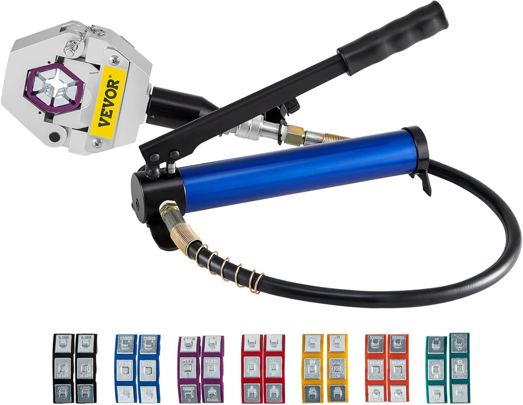 Manually Operated Hydraulic Hose Crimper Kit with 7 Dies H71425
