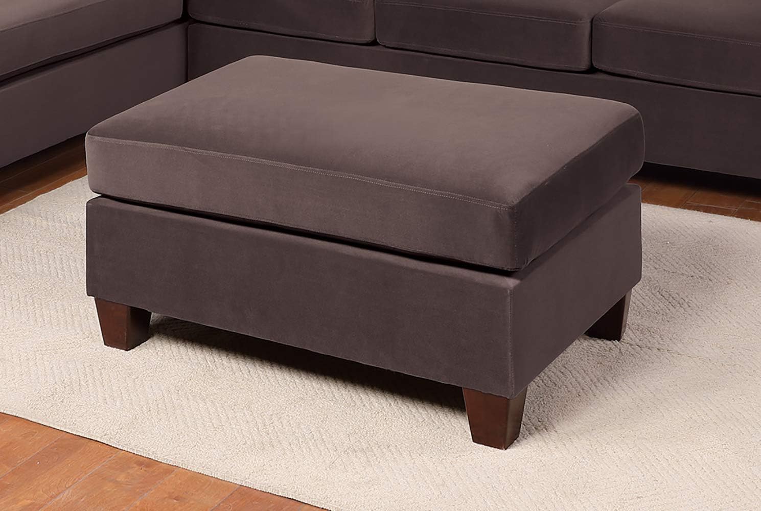 Dark Coffee Velvet Rectangle Cocktail Ottoman M740647