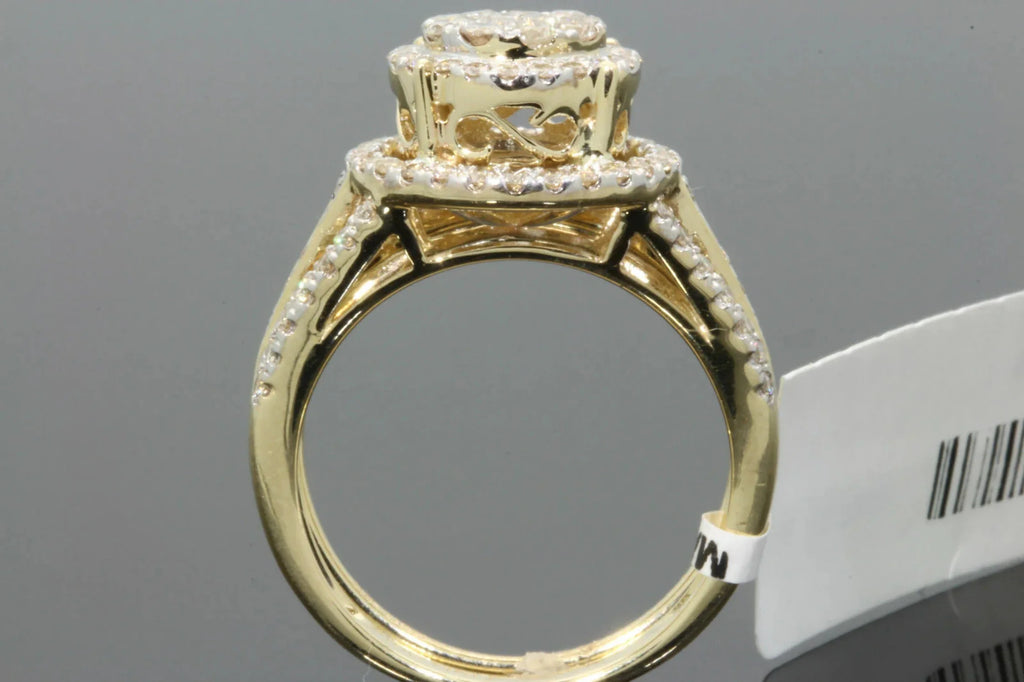 10K Yellow Gold 1.50 Carat Diamond Engagement Ring Wedding Band Set Q368386
