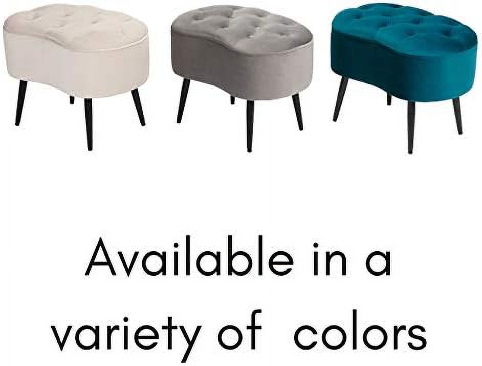 Teal Velvet Ottoman Foot Stool with Steel Legs F915