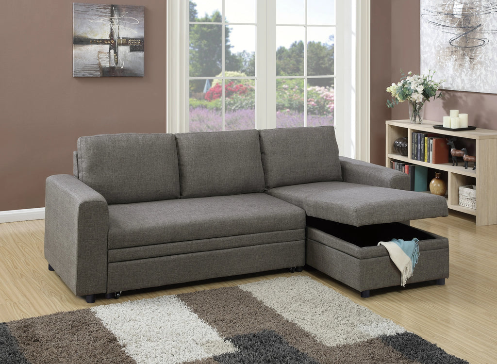 Convertible Sectional Sofa Pull out Bed Couch Storage Chaise C106