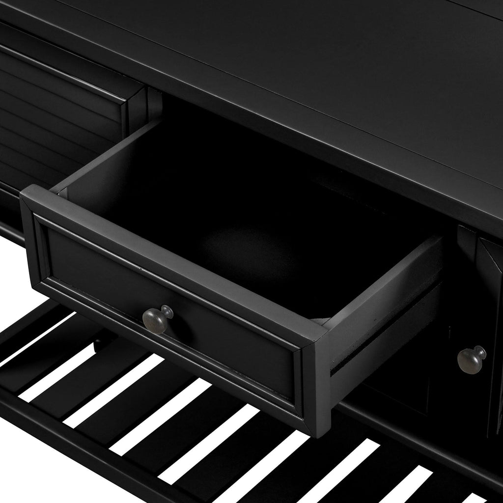 Black Navy Blue Console Table with 2 Drawer Cabinet Shelf B69863