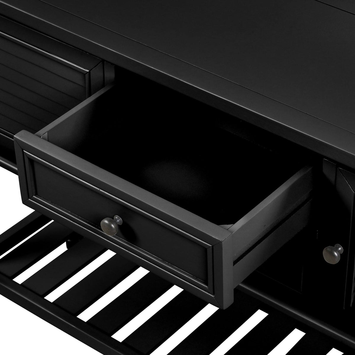 Black Navy Blue Console Table with 2 Drawer Cabinet Shelf B69863