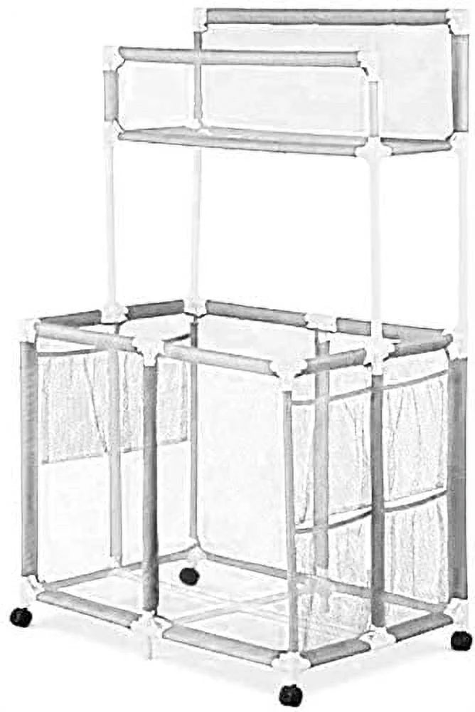 Extra-Large White Mesh Rolling Storage Organizer Bin L964