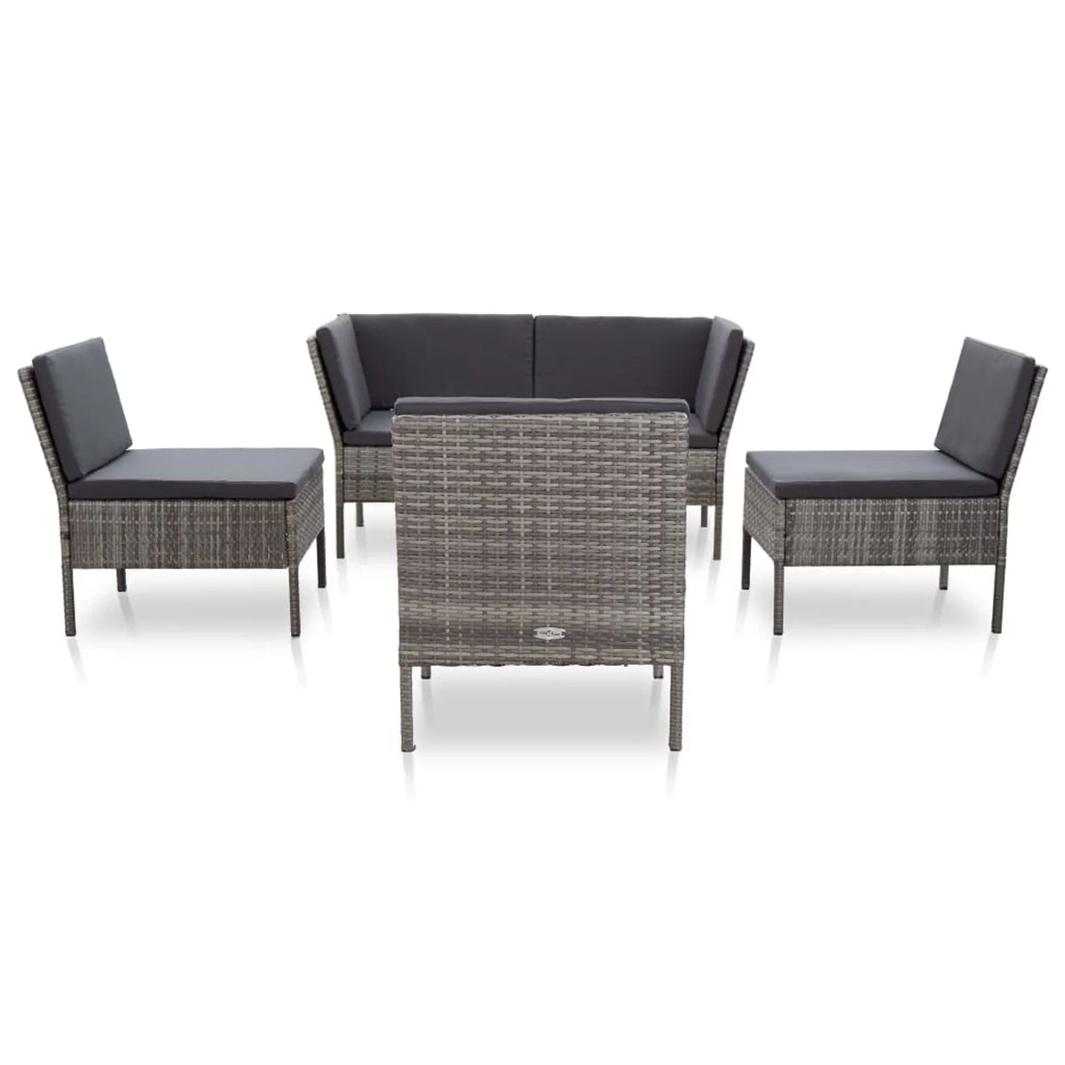6 Piece Gray Poly Rattan Outdoor Sectional Set with Side Table W201