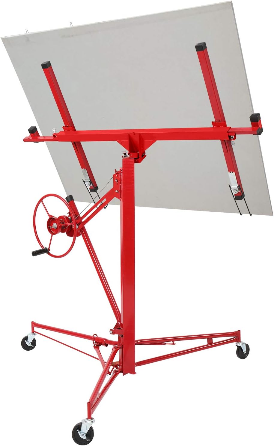 11 FT Drywall Lift Portable Panel Hoist with Adjustable Telescopic Arm Lockable Caster Wheel J4405