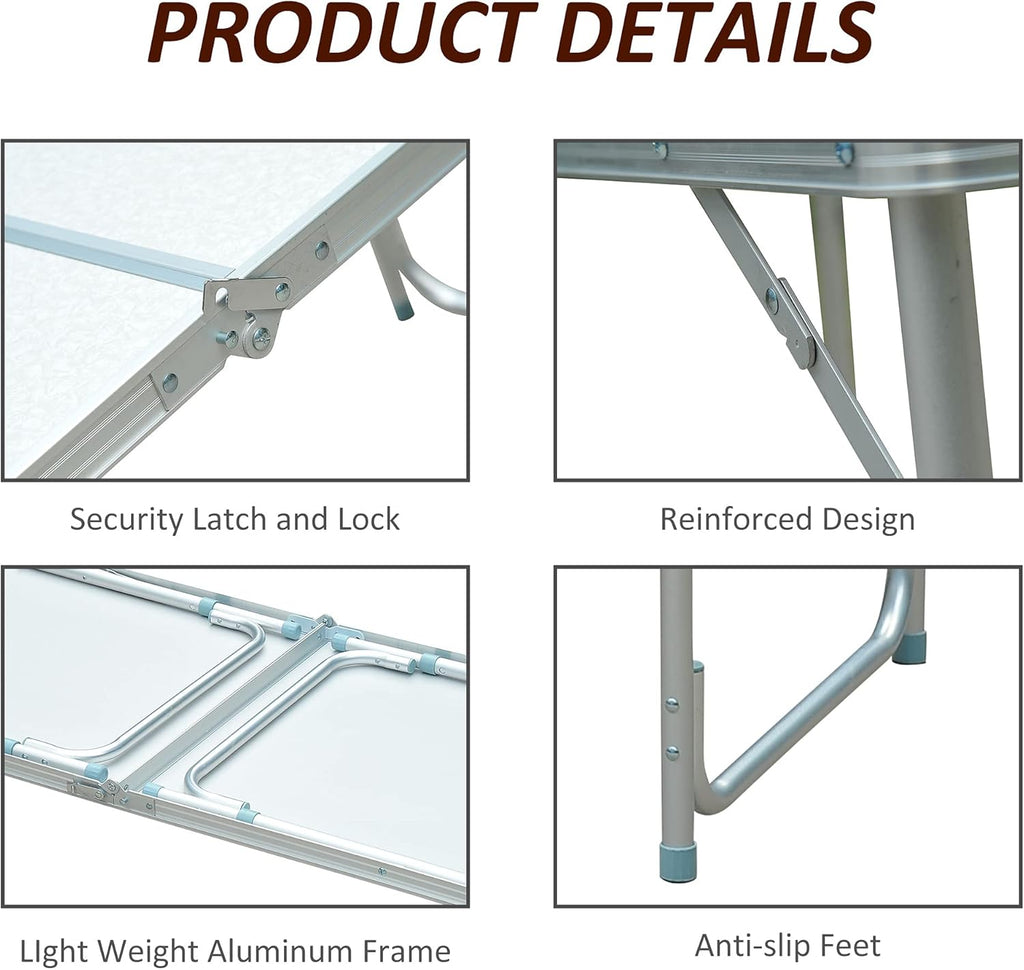 47 Aluminum Lightweight Portable Camping Table with Carry Handle F41734