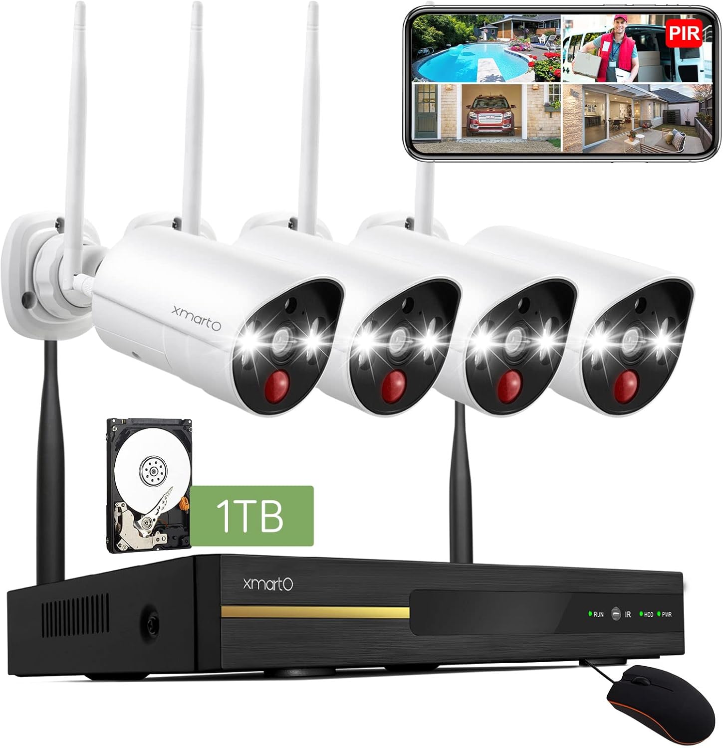 8CH 2K HD Wireless Security Camera System with 1TB HDD B301