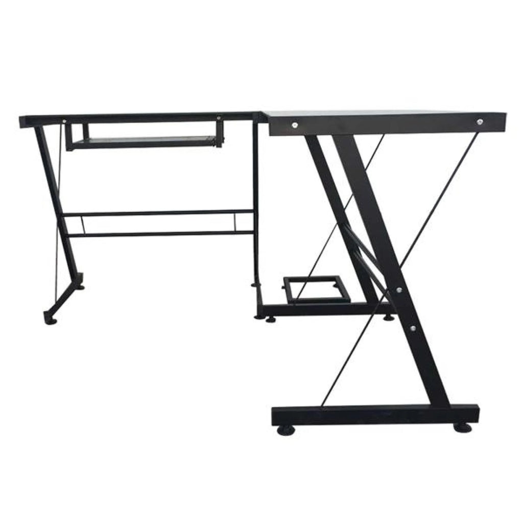 L-Shaped Corner Computer Game Desk with Removable Keyboard Tray D488