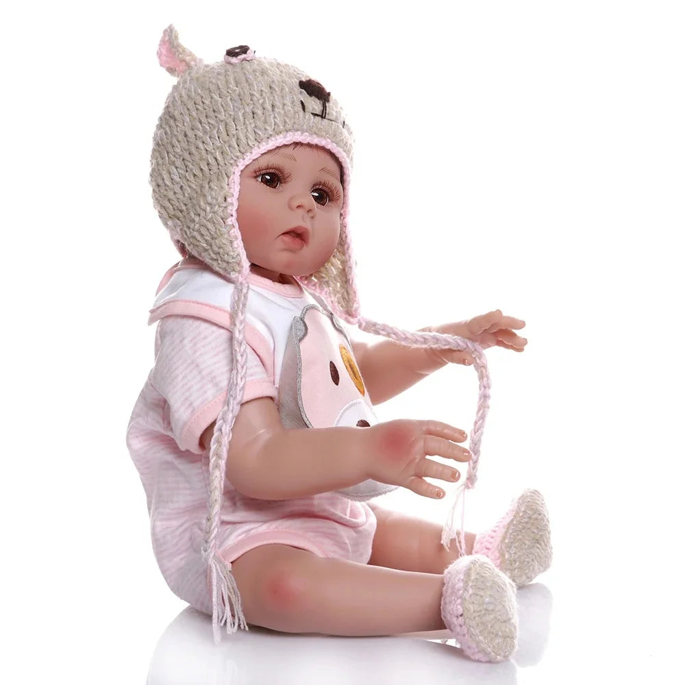 48CM Soft Silicone Reborn Baby Doll in Pink Dress J966