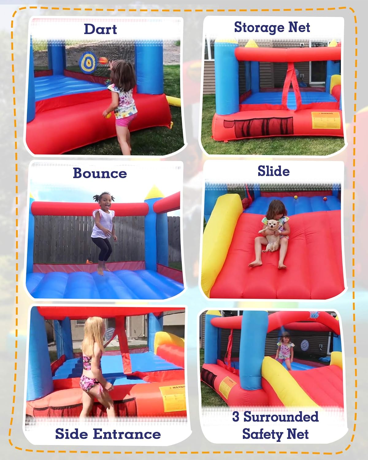 Bounce House with Slide, Inflatable Bouncer with Air Blower P14208