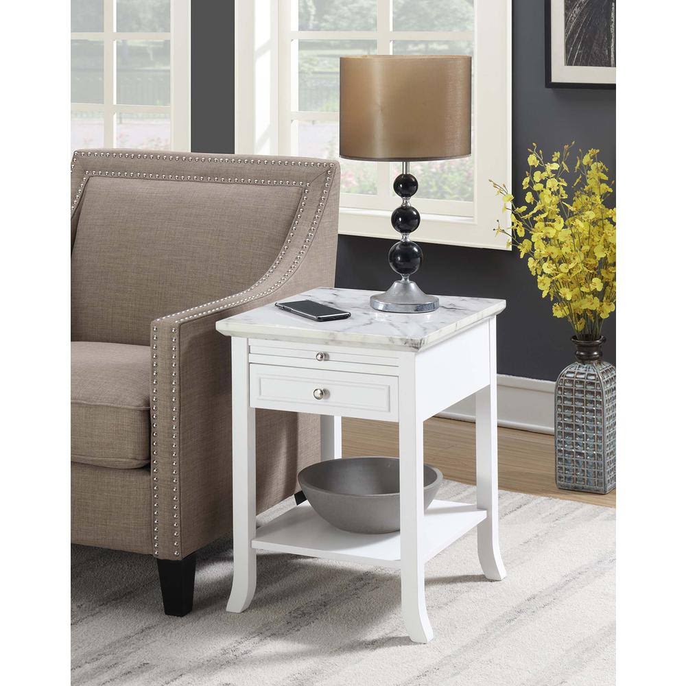 White End Table with Drawer and Slide H689