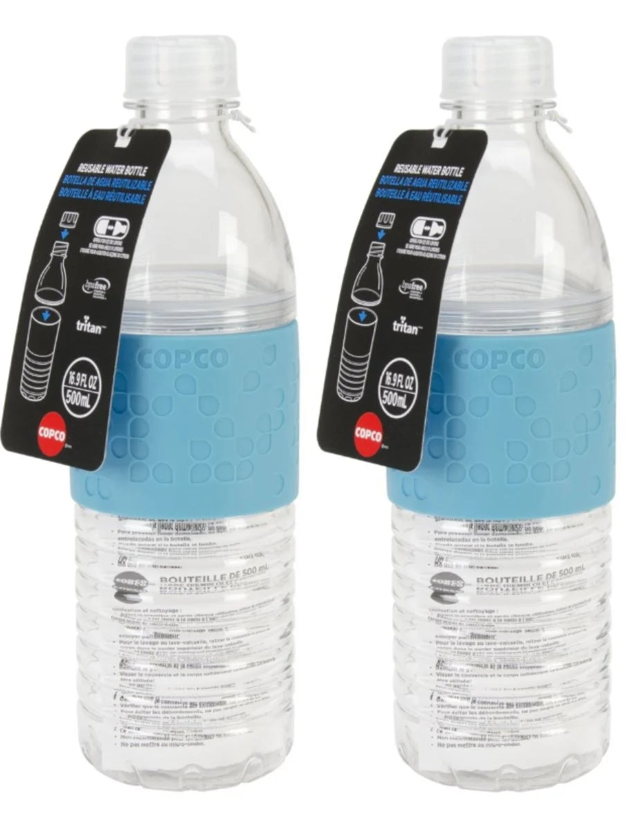 Light Blue 16.9 Ounce Reusable Water Bottle -2 Pack- O9575