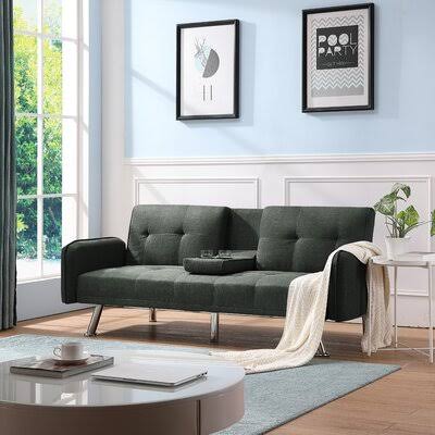 Dark Gray Linen Blend Futon Sofa Bed T715