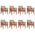 8 pcs Solid Wood Acacia Patio Dining Chairs with Cushions X35170