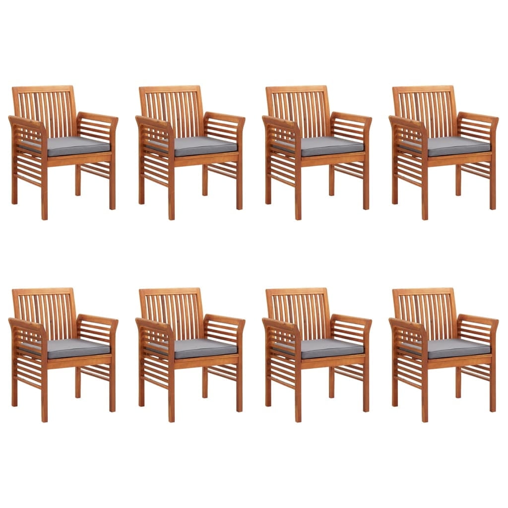 8 pcs Solid Wood Acacia Patio Dining Chairs with Cushions X35170