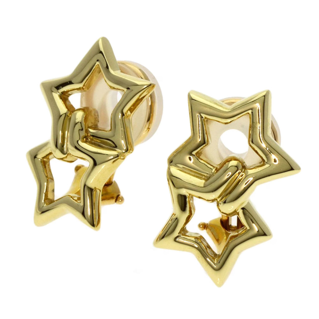 Double Star Earrings K18 Yellow Gold D27078