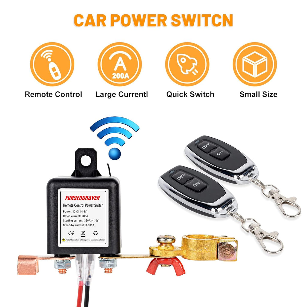 DC12V 200A Remote Control Battery Disconnect Switch with 2 Keys N482
