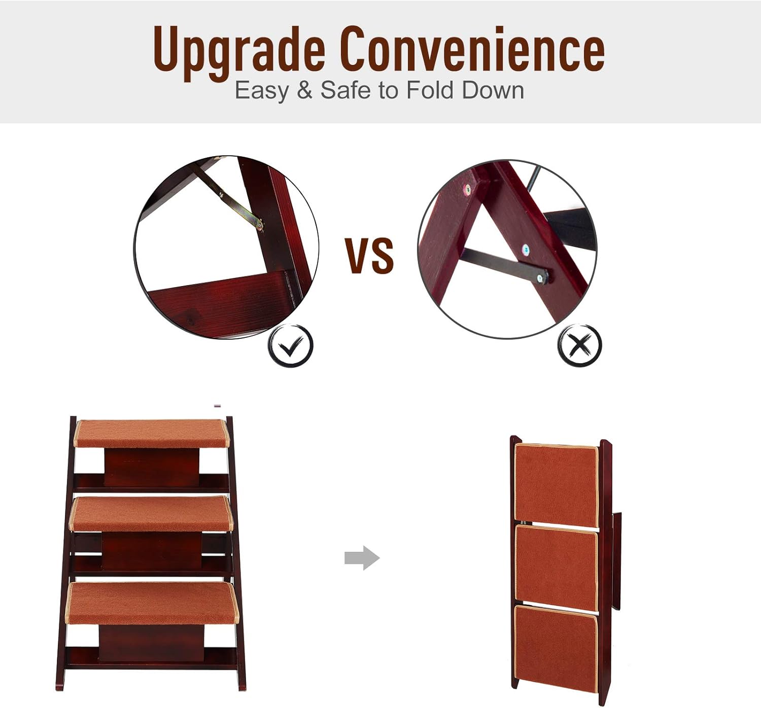 Wooden 2-in-1 Portable Folding Pet Stairs/Ramp Y7345