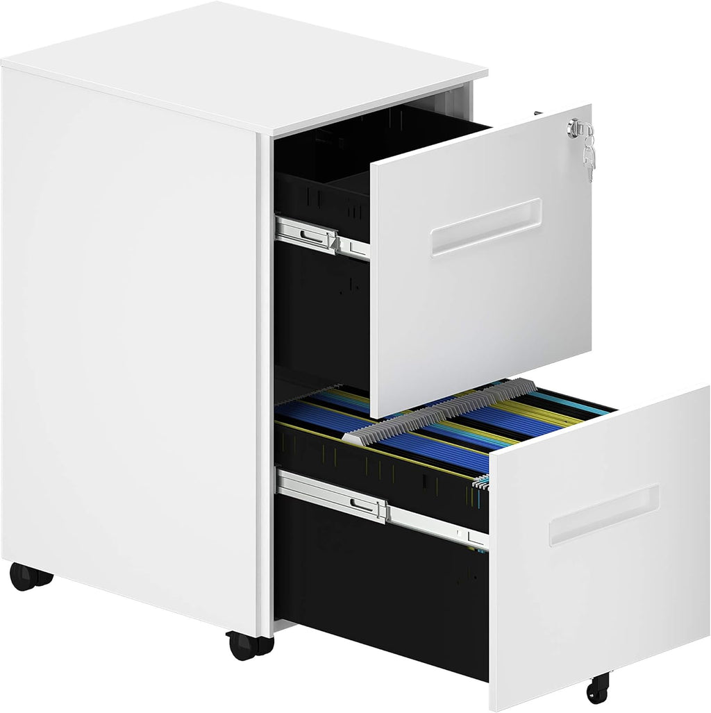 Gray and White 2-Drawer Metal File Cabinet Q83729