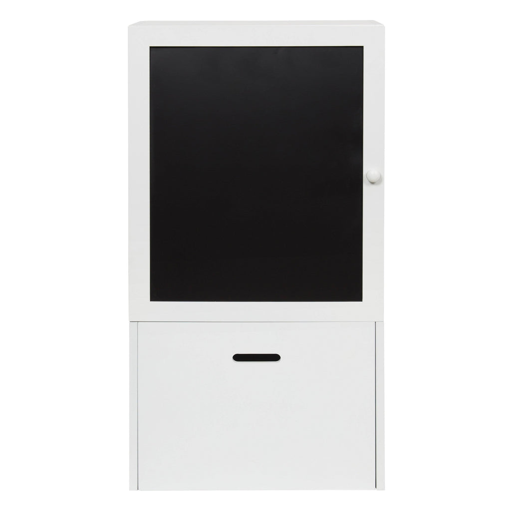 Black Wall Storage Cabinet with Magnetic Chalkboard Front and Pull-Out Drawer F8380