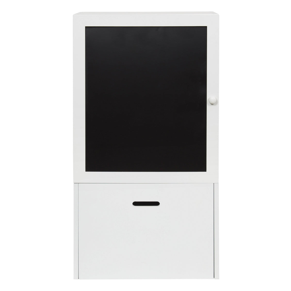 Black Wall Storage Cabinet with Magnetic Chalkboard Front and Pull-Out Drawer F8380