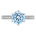 1.71ct Round Cut Blue Simulated Diamond 18k White Gold Ring Size 3.75 D2071