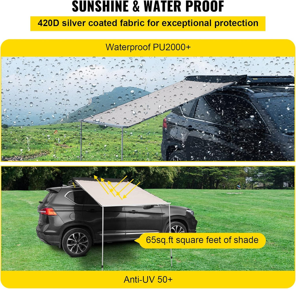 7.6'x8.2' Pull-Out Retractable Vehicle Awning with Carry Bag M2767