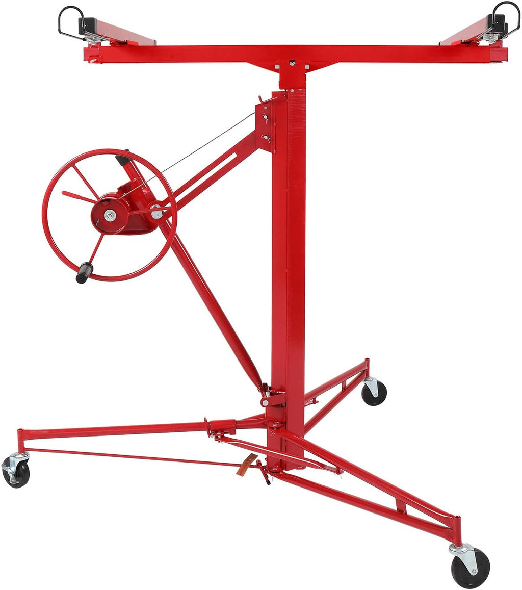 11 FT Drywall Lift Portable Panel Hoist with Adjustable Telescopic Arm Lockable Caster Wheel J4405