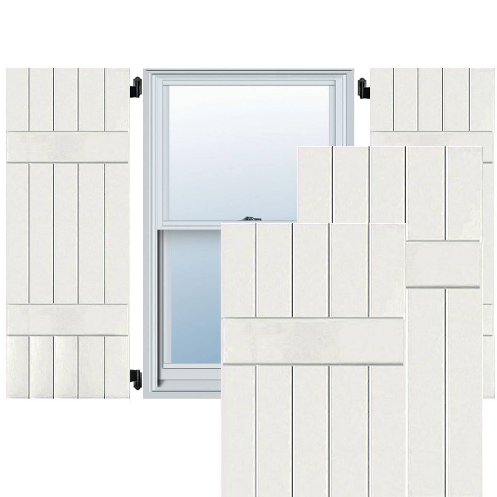White Exterior Wood Board and Batten Shutters Pair L7697