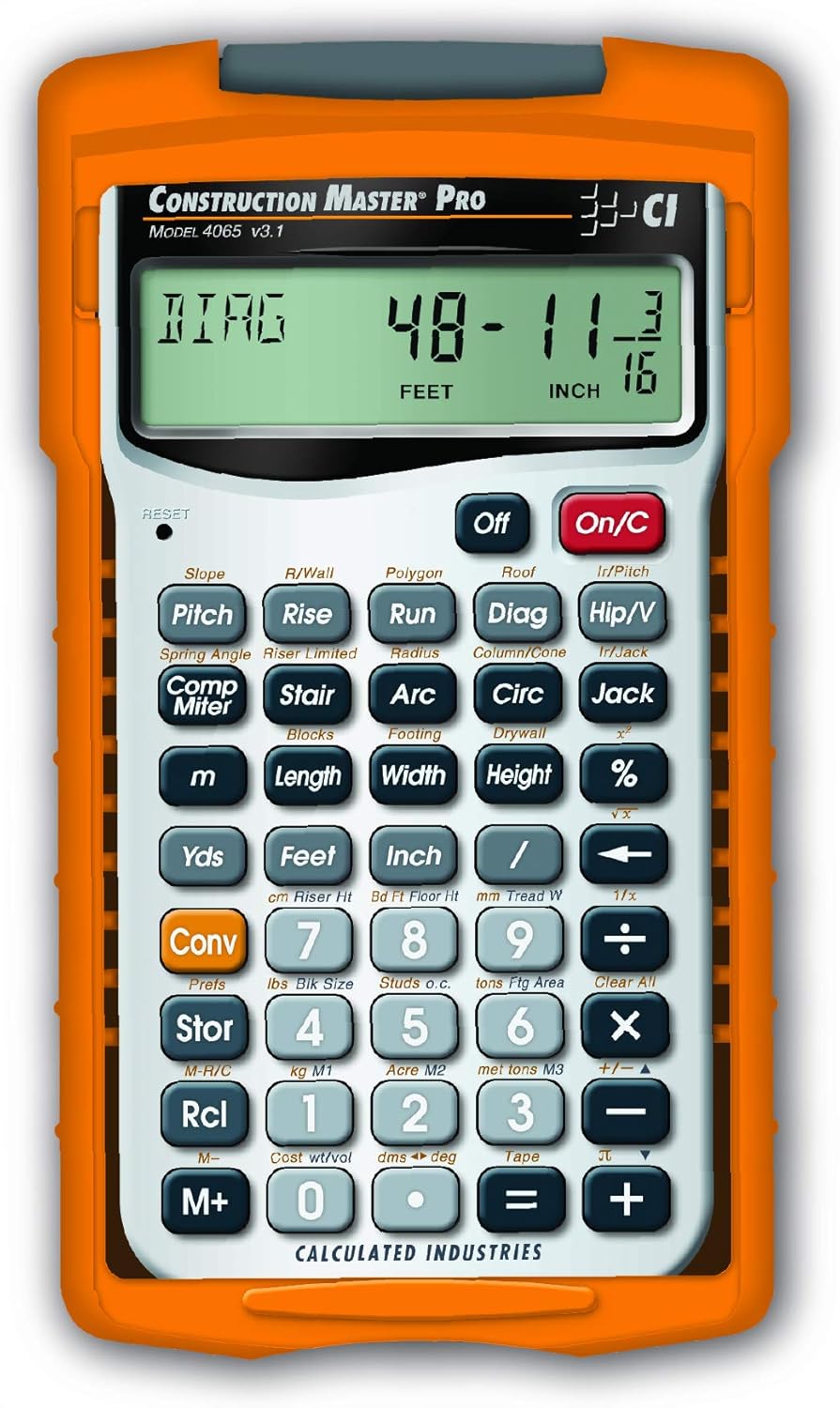 Construction Master Pro Advanced Construction Math Feet-Inch-Fraction Calculator D457