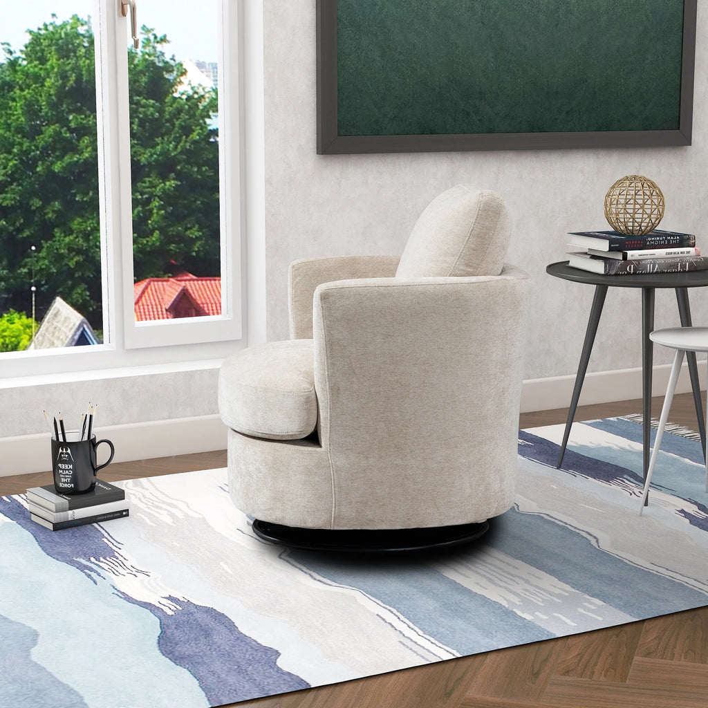 Chenille Round Swivel Accent Chair I63176