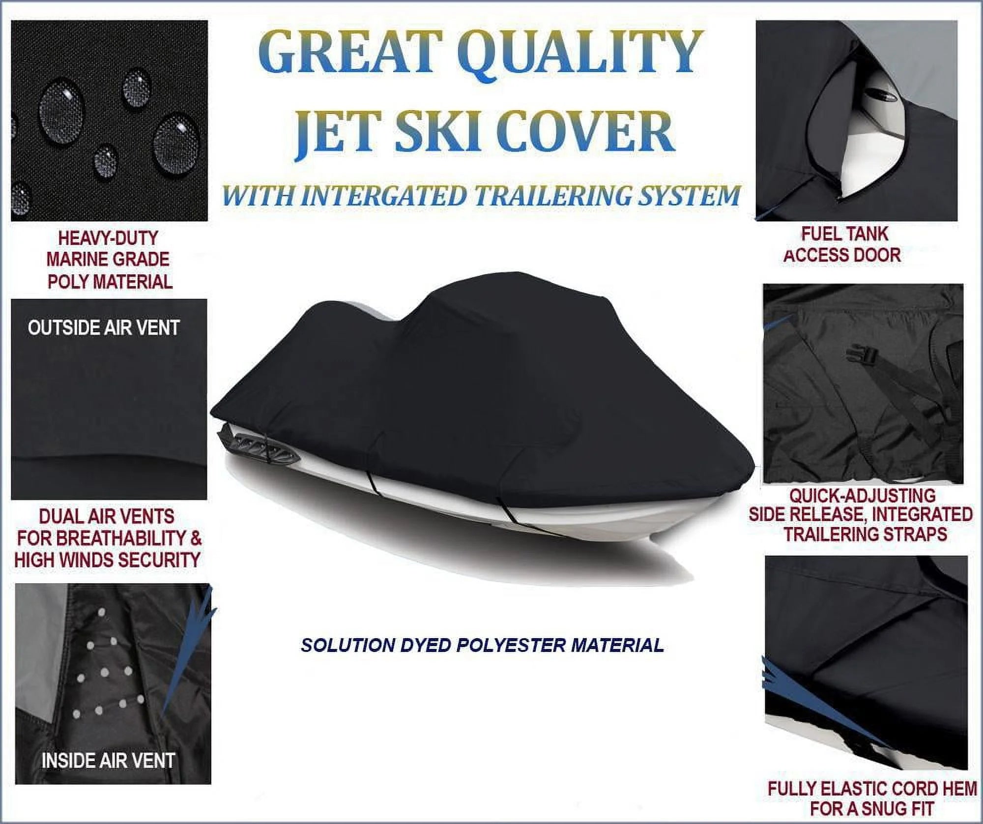 Black 600 Denier JetSki Cover J725