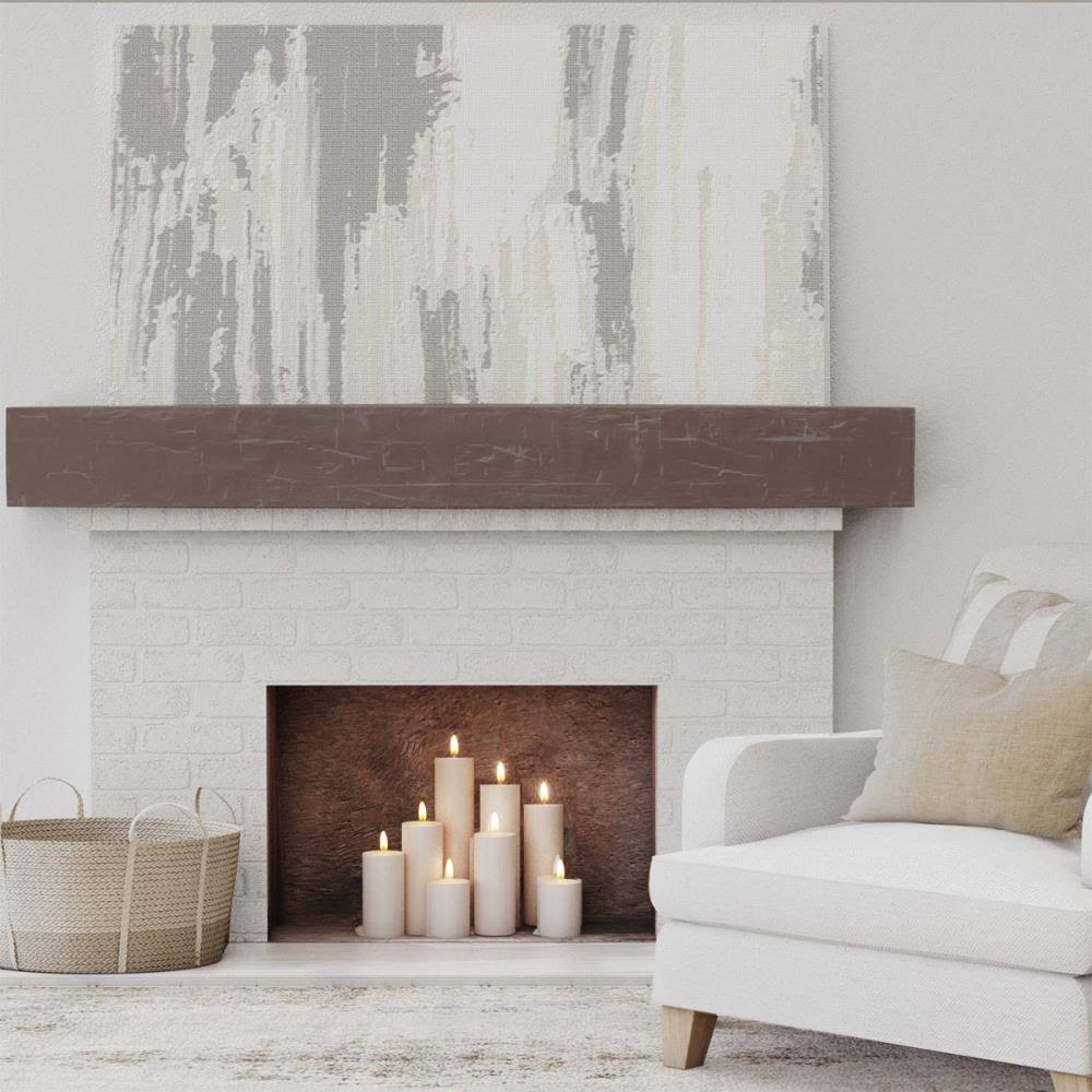 Hand Hewn Faux Wood Fireplace Mantel, Aged Pecan Q3677