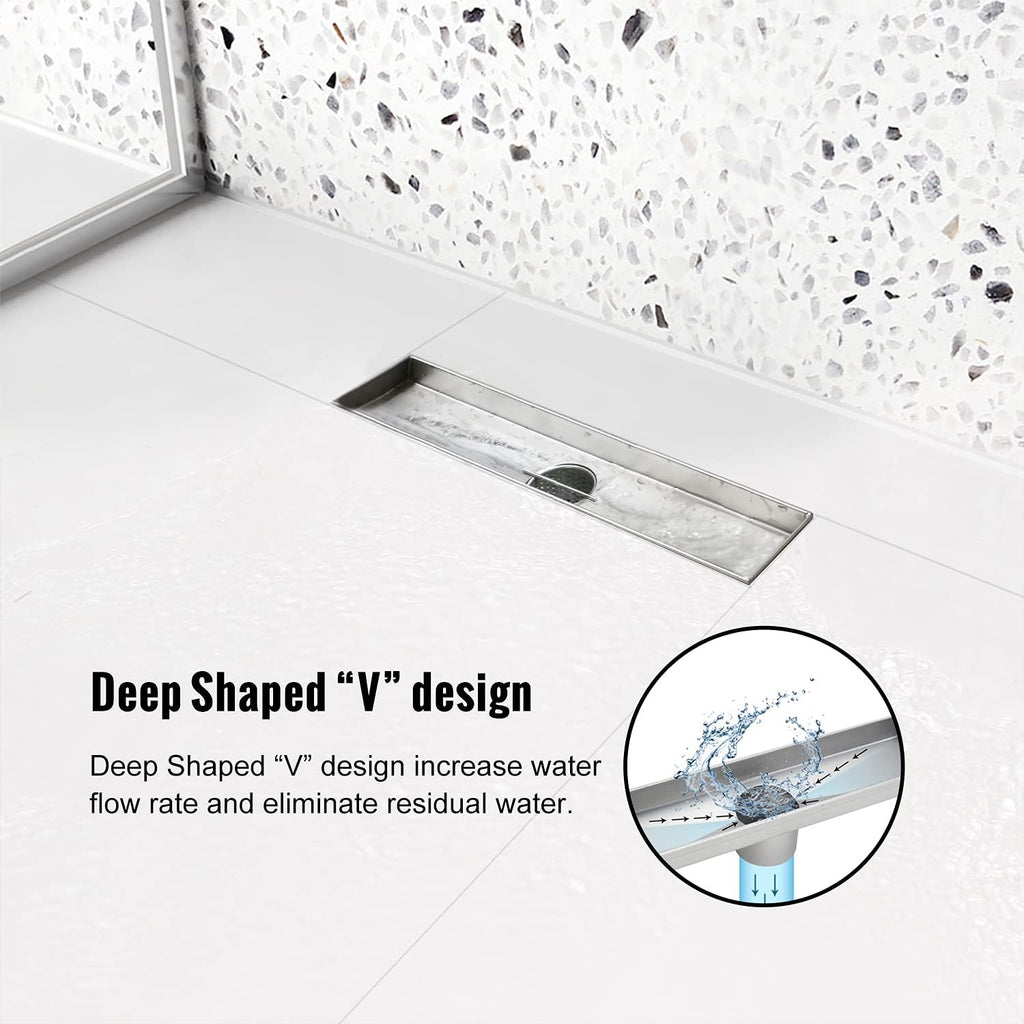Brushed 304 Stainless Steel Linear Shower Drain 24 inch, Pack of 2 J982924