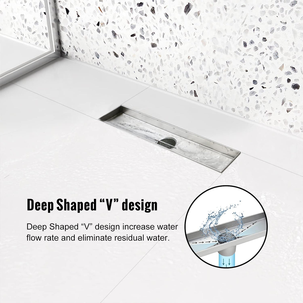 Brushed 304 Stainless Steel Linear Shower Drain 24 inch, Pack of 2 J982924