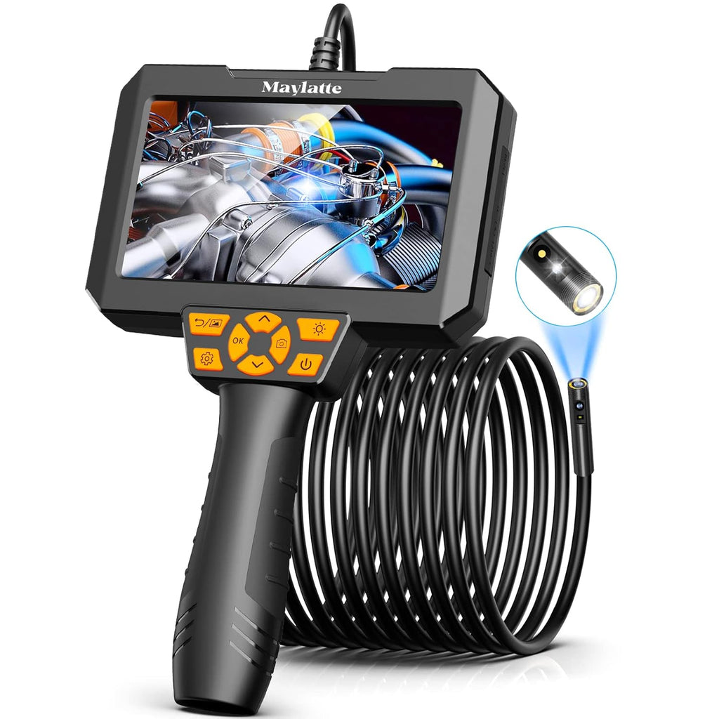 5 Inch Dual Lens Endoscope Camera with 16.5FT Semi-Rigid Cable and 32GB SD Card G5766