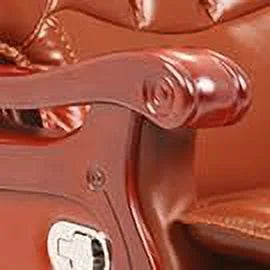 Massage Office Chair with Footrest Genuine Leather Fully Reclining Solid Wood Handrail Adjustable Tilt Back Angle Black M2329