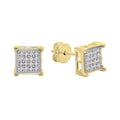 18K Yellow Gold Plated Sterling Silver Mens Diamond Stud Earrings K835