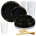 Black Gold Disposable Plastic Wedding Value Set (60 Guests) O643683
