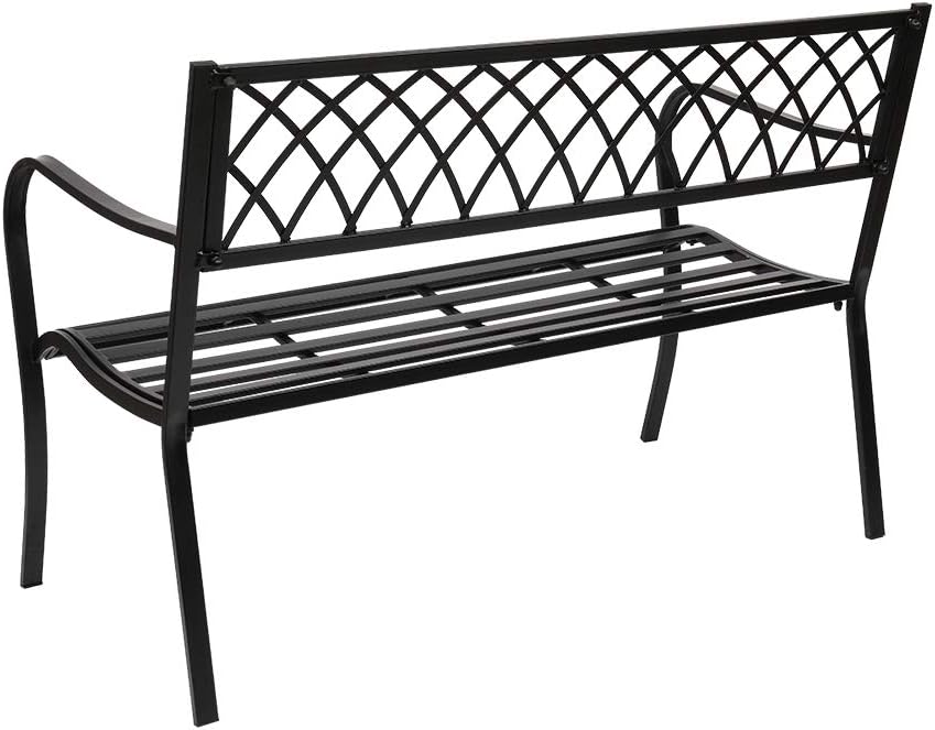 Black Powder Coated Cast Iron Steel Patio Bench D400603