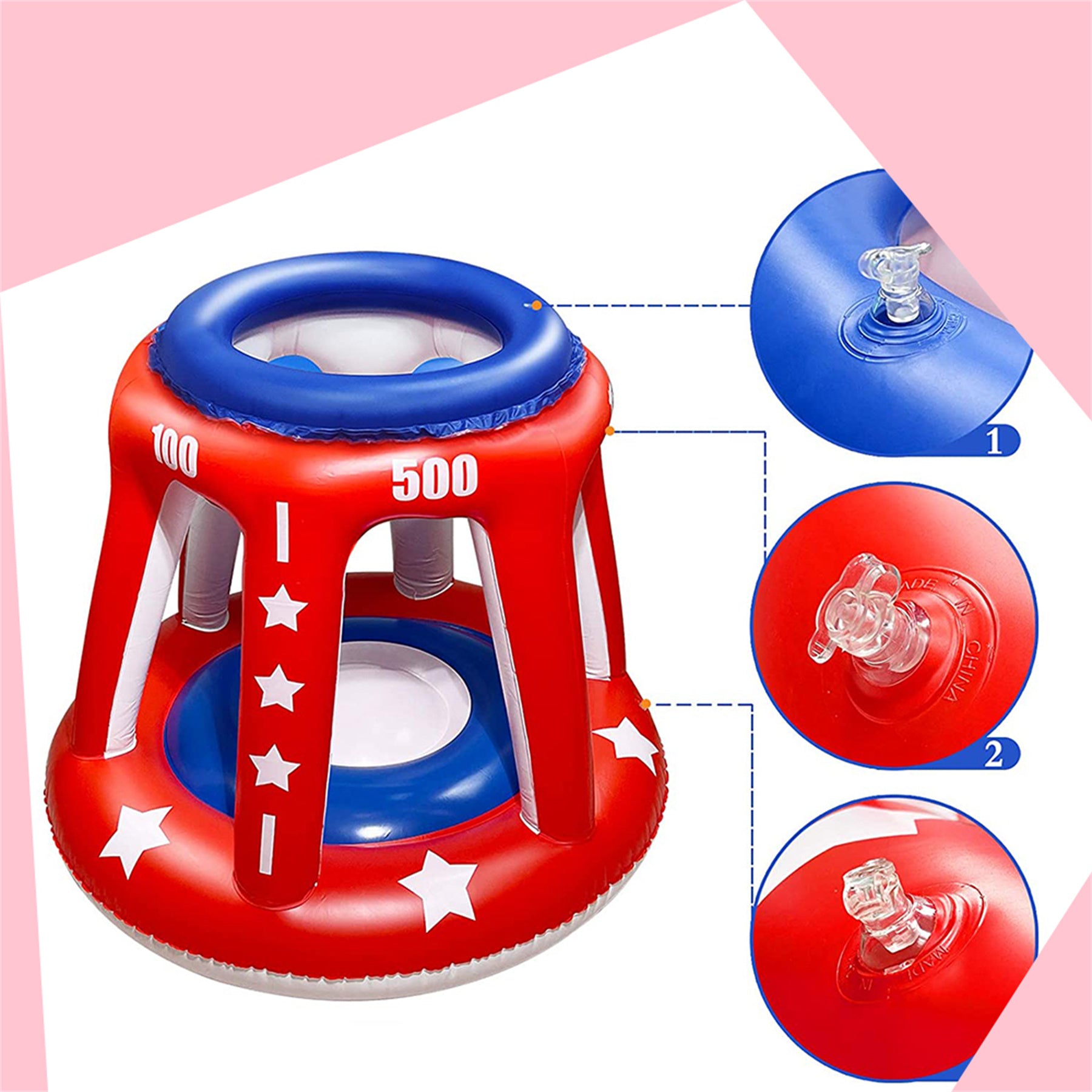 Giant Inflatable Pool Basketball Hoop with 3 Balls 6 Score Hole X461