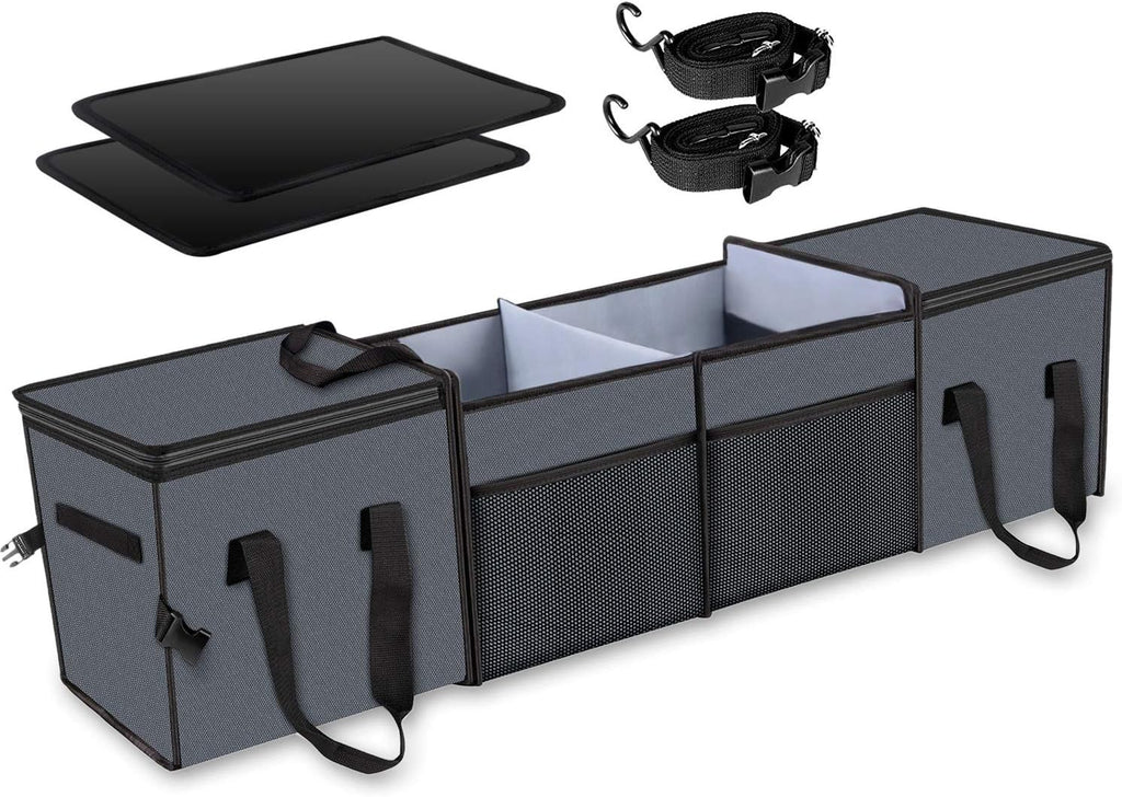 Car Trunk Organizer with Insulation Cooler Bags, Collapsible Portable, 4 Compartments Convertible, Washable S465340