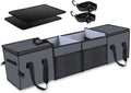 Car Trunk Organizer with Insulation Cooler Bags, Collapsible Portable, 4 Compartments Convertible, Washable S465340