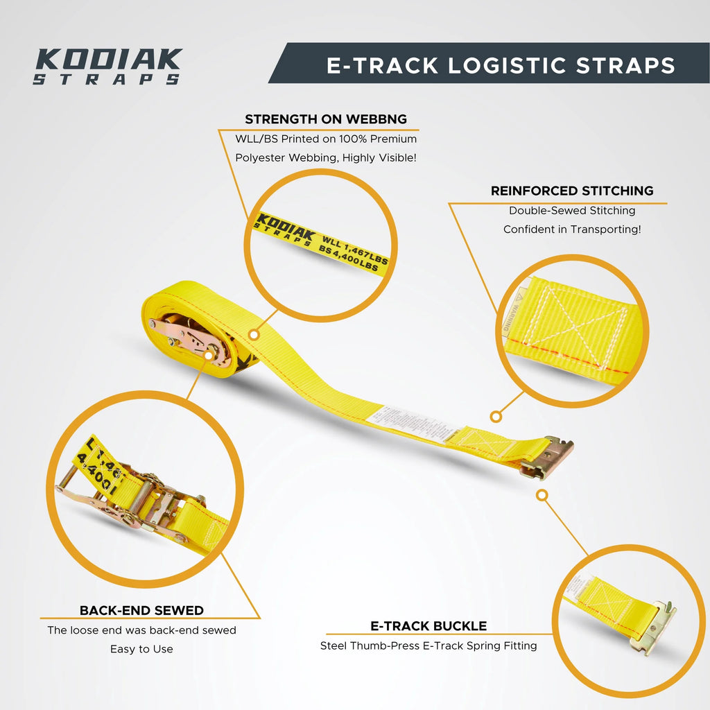 E Track Ratchet Straps 2" x 16' 6 Pack F54003