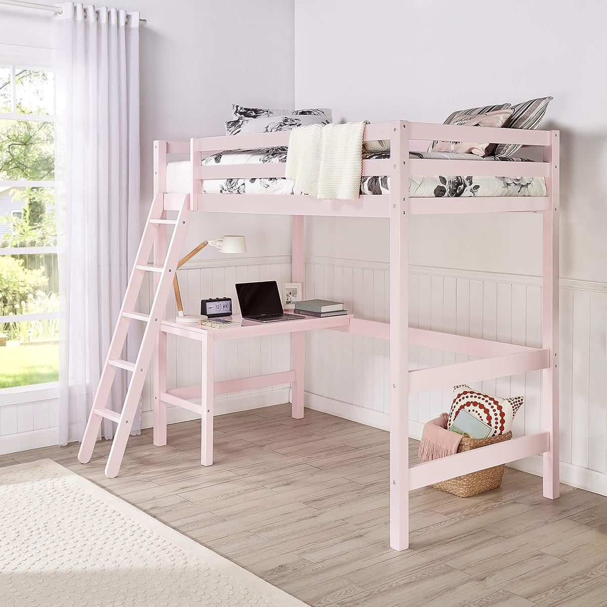 White Twin Loft Bed V5070