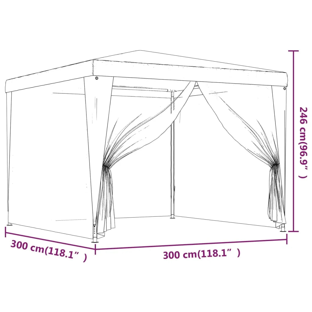 Party Tent with 4 Mesh Sidewalls Red 9.8'x9.8' HDPE T239